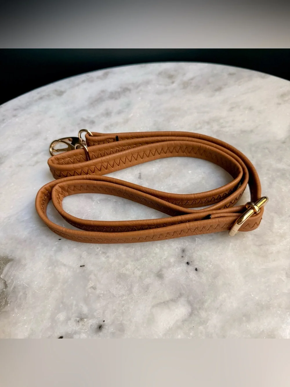 Tan Crossbody Bag Strap Adjustable Vegan Leather Swivel Gold Clasps